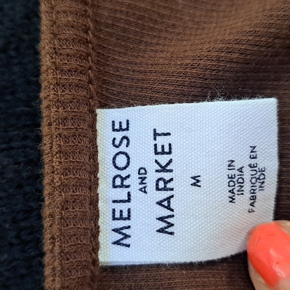 Melrose And Market Brown Tie Front Long Sleeve Top. Size Medium NWT - Picture 6 of 9